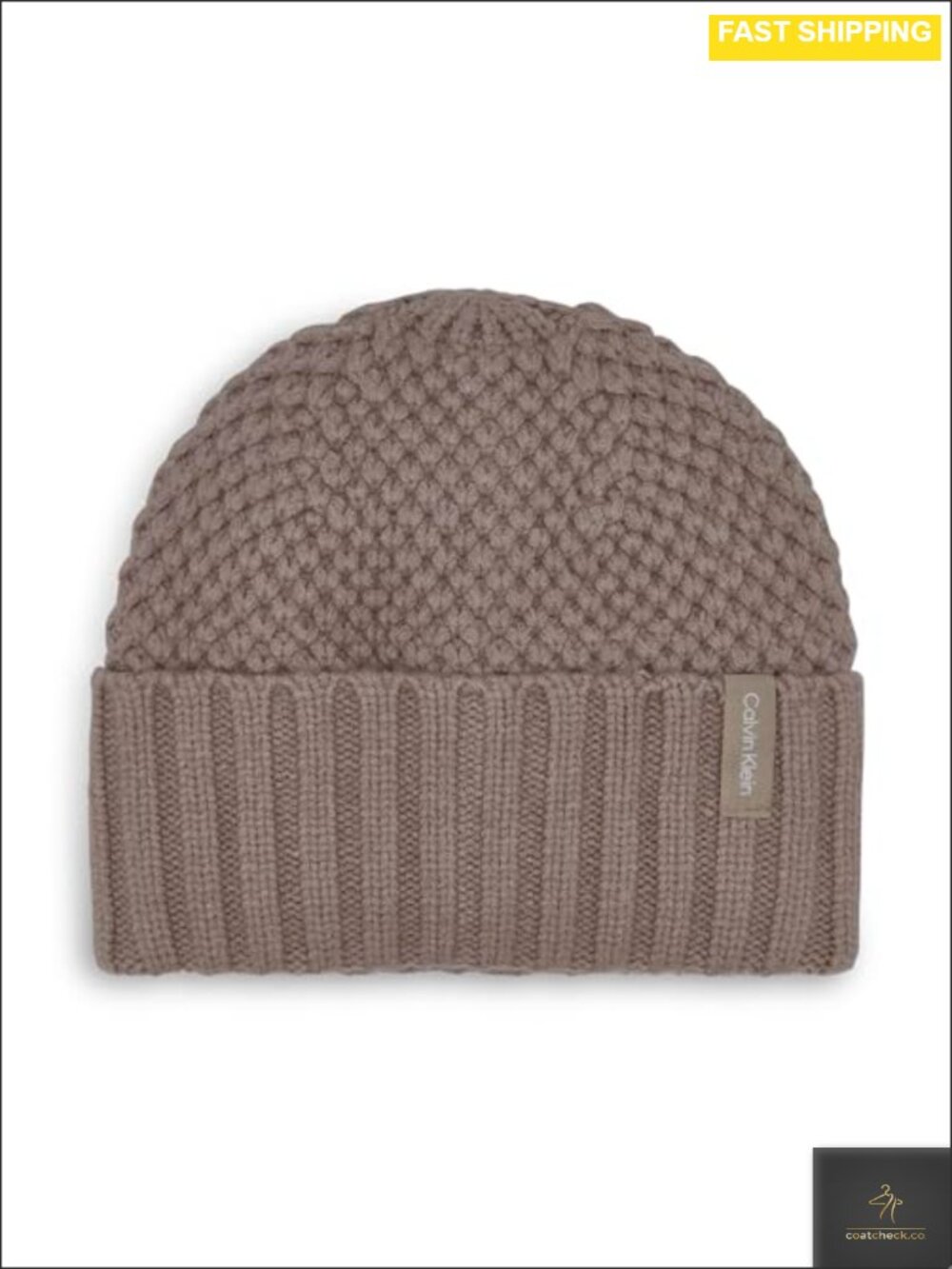 Chunky Waffle Knit Beanie with Velboa Fleece Lining